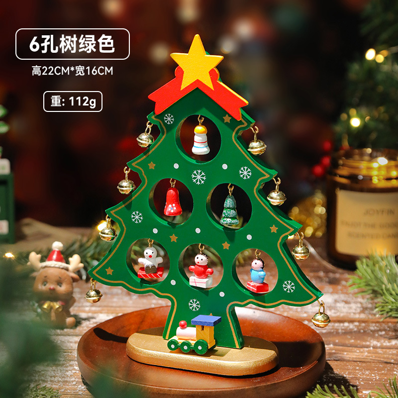 Regalo de árbol de Navidad de madera de escritorio pequeño árbol de Navidad decoración de vacaciones de madera decoración regalo de madera