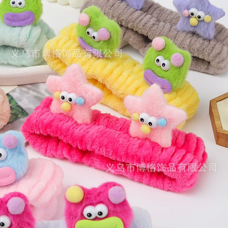Corea del sur de dibujos animados Tridimensional Linda muñeca de peluche lavado de cara banda de pelo oso estrella diadema maquillaje femenino accesorios para el cabello