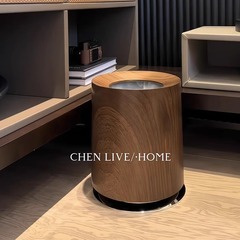 木目調ゴミ箱、アンティークスタイル、大型、軽くて豪華な、リビングルームとベッドルームの二層ペーパーバスケット、蓋なしの見栄えの良いゴミ箱