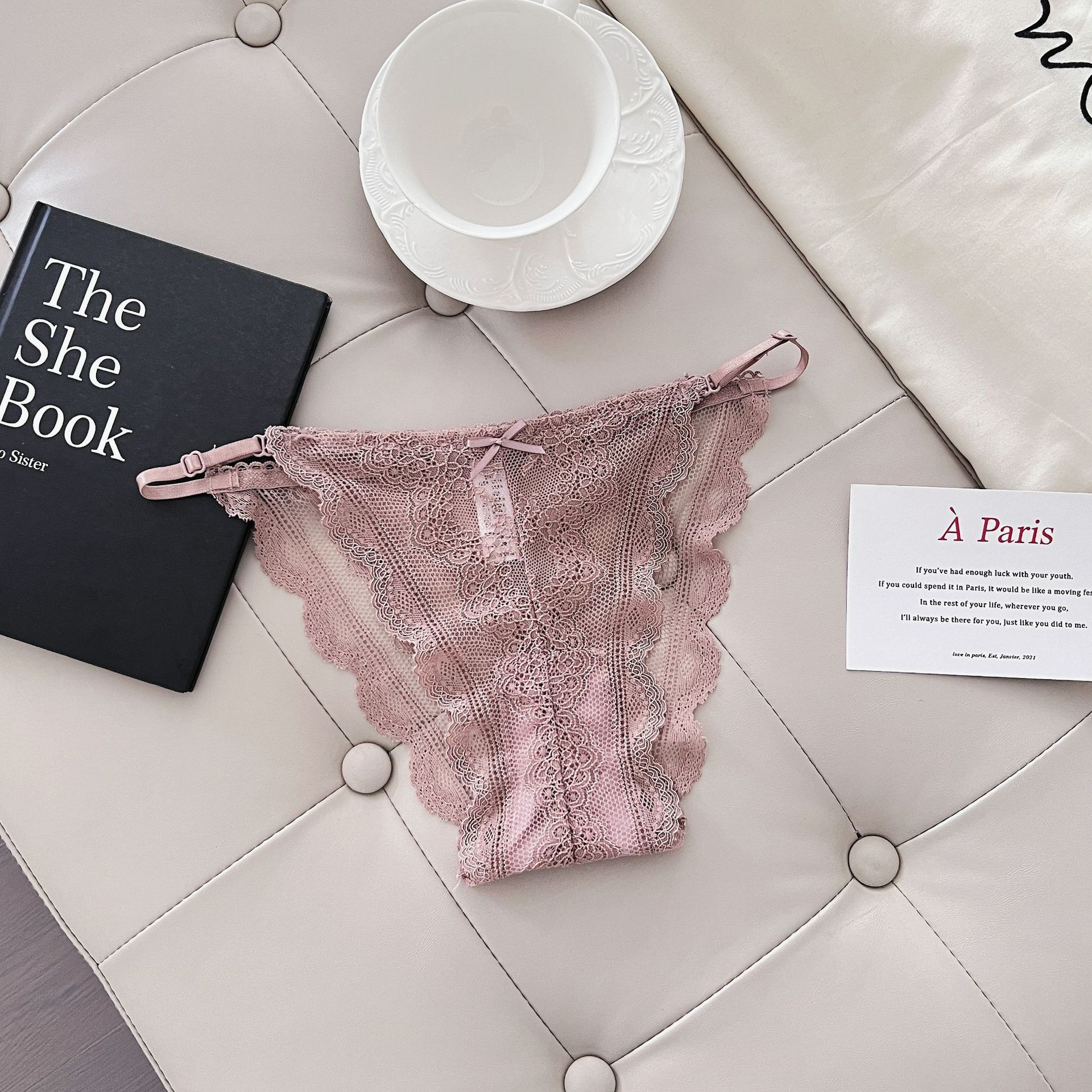 Sexy sexy ropa interior de las mujeres tentación ajustable caliente cintura baja Tanga llena encaje media vaina