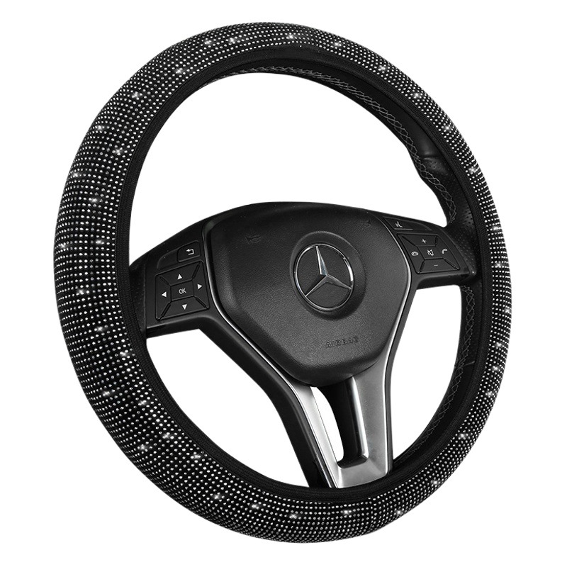 Nuevo coche volante cubierta primavera y verano completo diamante rhinestone perforación caliente sin anillo interior cubierta de la rueda de dirección transfronteriza Amazon