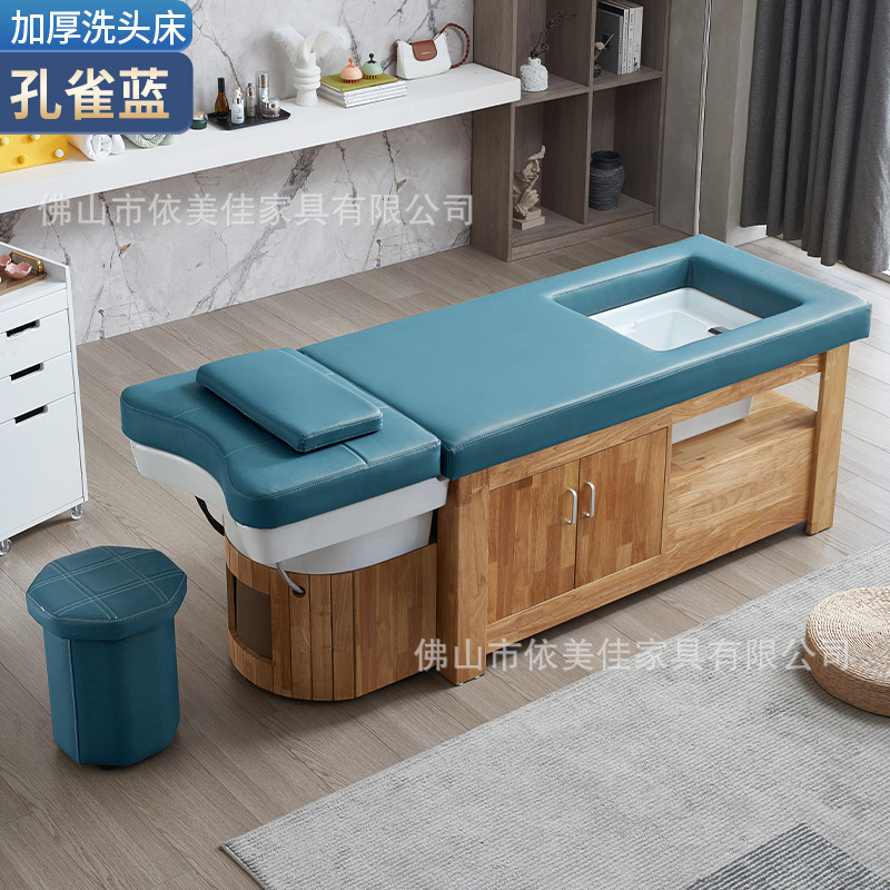 Tienda de cuidado del cabello chino cama de champú de madera maciza salón de pelo oído recogiendo lavabo de cerámica tailandés tratamiento de la cama circulación de agua fumigación integrada