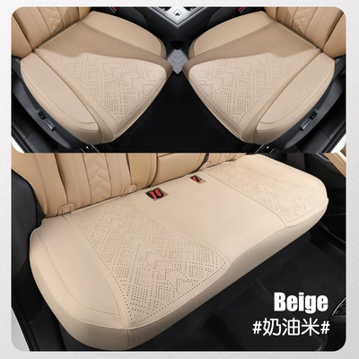 Modelə uyğun (Original) oturacaq örtükləri, Semi-enclosed Breathable Perforated Fur Cushion - three-piece-set-2-square-pads-1-long-pad-cream-rice-byd-song-l