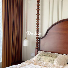 法式中古风实木双人床美式四柱床焦糖色复古做旧主卧婚床主卧大床