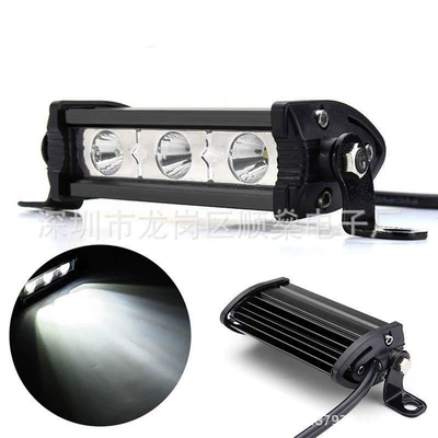 Car LED strip light Mini small single row 3 lights 9W motorcycle electric car modified headlight auxiliary light spotlight (İşçi projektorları) - white-light-black-shell