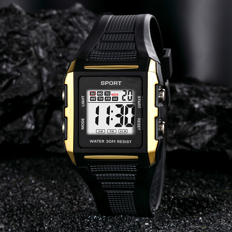 Reloj electrónico de alarma adolescente simple de tendencia deportivo de luz nocturna multifuncional cronógrafo electrónico en stock