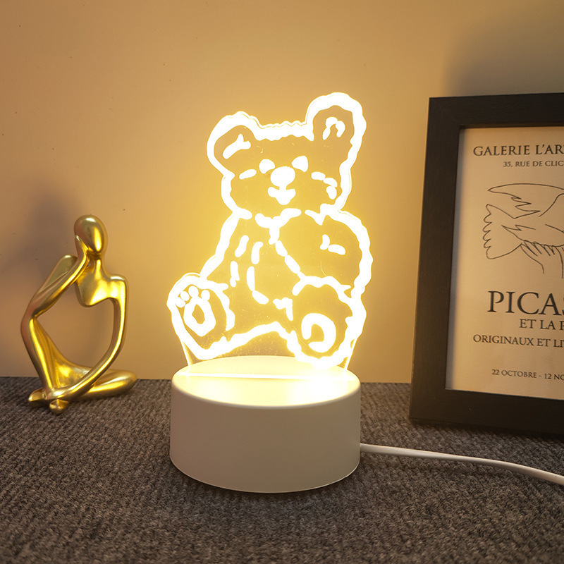 新奇特3d小夜灯卸売り来図創意プレゼントのベッドの上の電気スタンドの越境雰囲気はアクリル製のlogoを決めます。|undefined