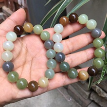 新疆和田玉 糖料 黄口料 青花 多宝  手串手链  12mm 圆珠  货源