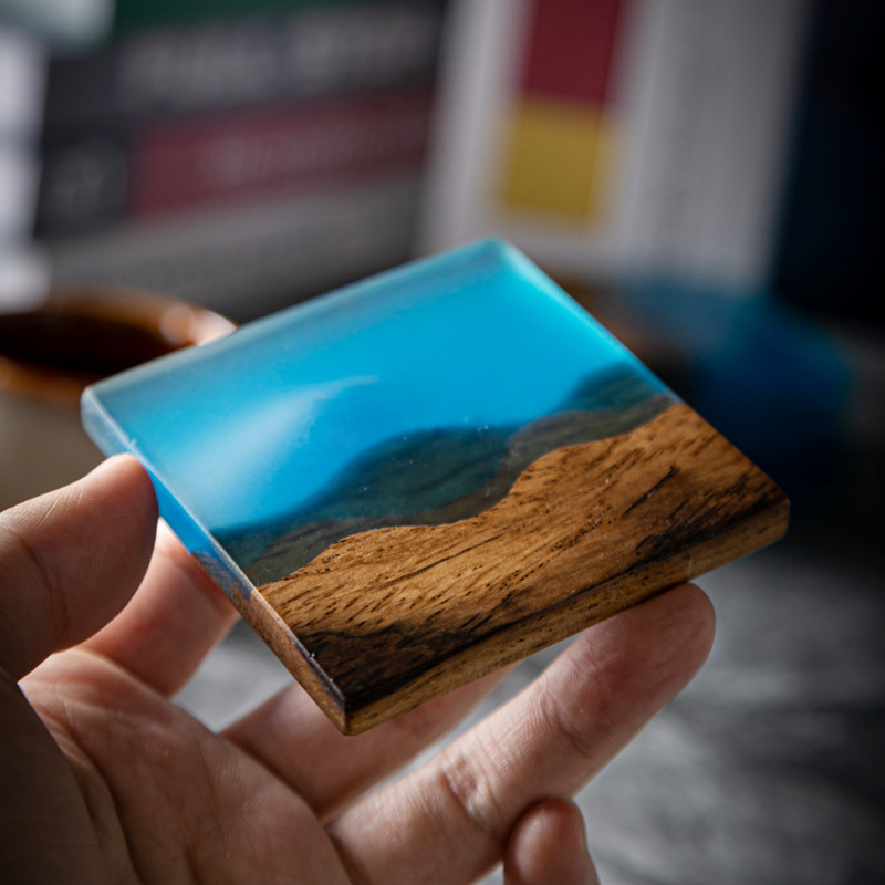 Zen transfronterizo almohadilla de taza de madera tabla de infusión seca bandeja de té de madera aislamiento térmico hogar resina de soporte de taza simple almohadilla de té