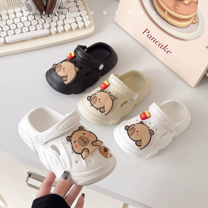 Милые детские сабо Kapibara, летняя верхняя одежда, тапочки Baotou с мягкой подошвой для мальчиков и девочек, детские нескользящие сандалии