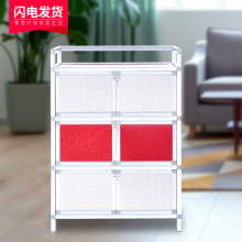 碗柜厨房柜简易组装多功能小橱柜铝合金家用现代简约放碗菜防蟑螂