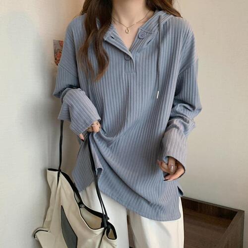 Women's Loose Fit Hooded Long Sleeve T-Shirt - 2025 New Design, Oversized, Unique Style, Slimming - Autumn Student Hoodie