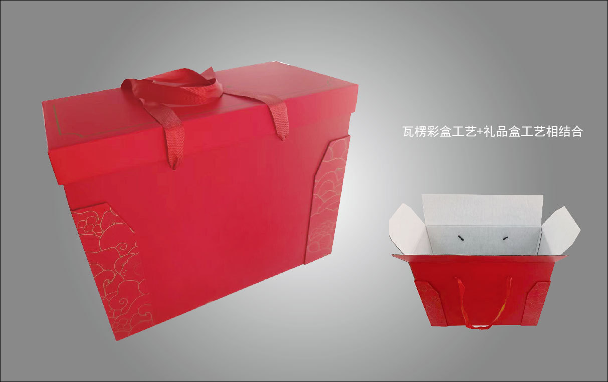 瓦楞彩盒工艺+礼品盒工艺相结合