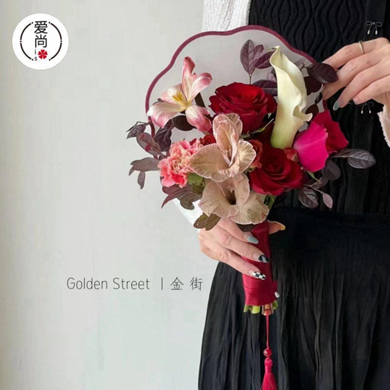 中国风新娘手捧花团扇中式折扇手工diy材料小扇子花艺波浪折叠扇