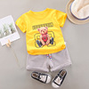 Cartoon set, scarf, trousers, flower boy costume for leisure, sleeves, with little bears, wholesale, with short sleeve