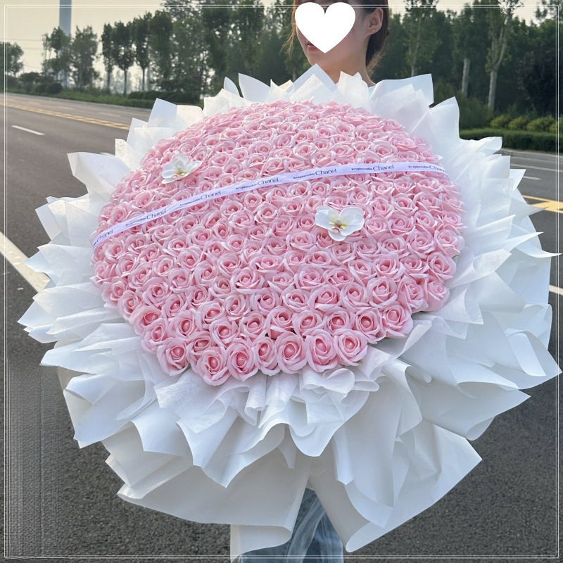 朵粉玫瑰花束纪念日生日惊喜情人节花束送女生永生花|undefined