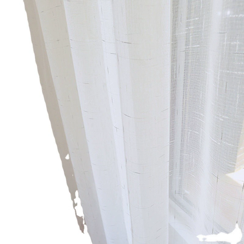 Shaoxing Keqiao factory white sand linen cotton window curtain simple modern living room bedroom finished product engineering cross-hatch linen gauze