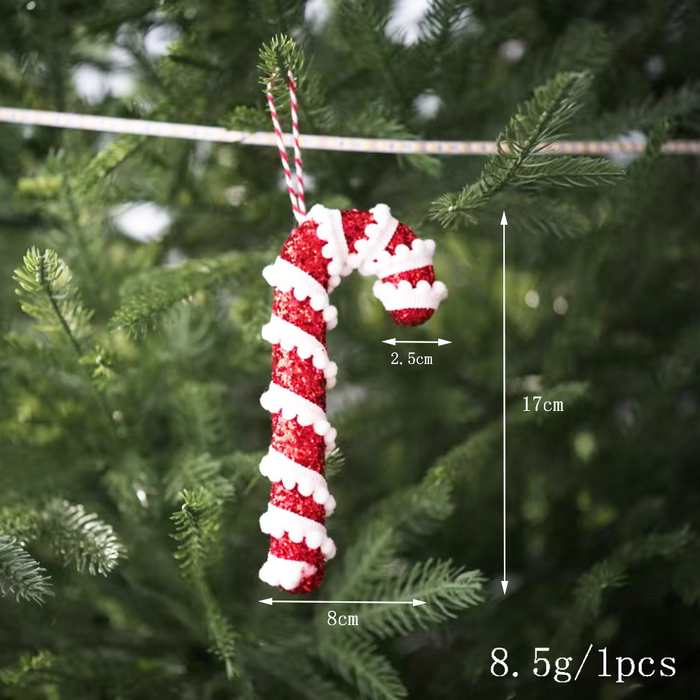 Árbol de Navidad transfronterizo colgar muletas rojas y blancas dulces bolas de Navidad decoraciones de Navidad escenario Amazon
