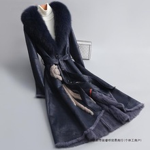 仿狐狸毛皮毛一体外套女中长款海宁2025冬新款修身仿真皮皮草大衣