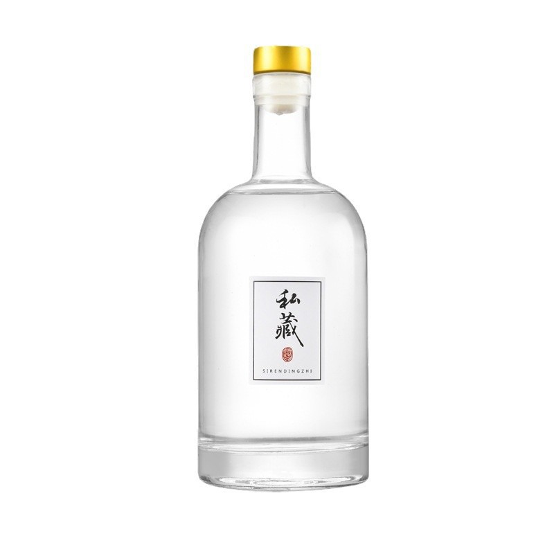 Botella de vino de vidrio transparente al por mayor botella de vino vacío vodka vino de fruta de arroz botella de vino de arroz caja de regalo