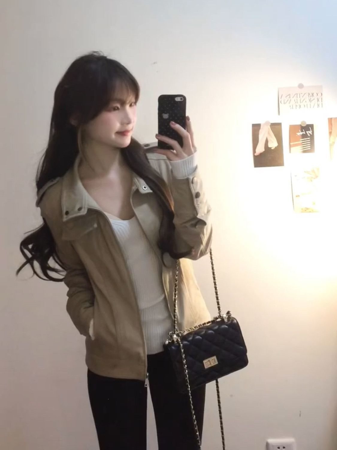 美式复古麂皮绒短外套女小个子显瘦休闲百搭修身夹克秋季韩系上衣