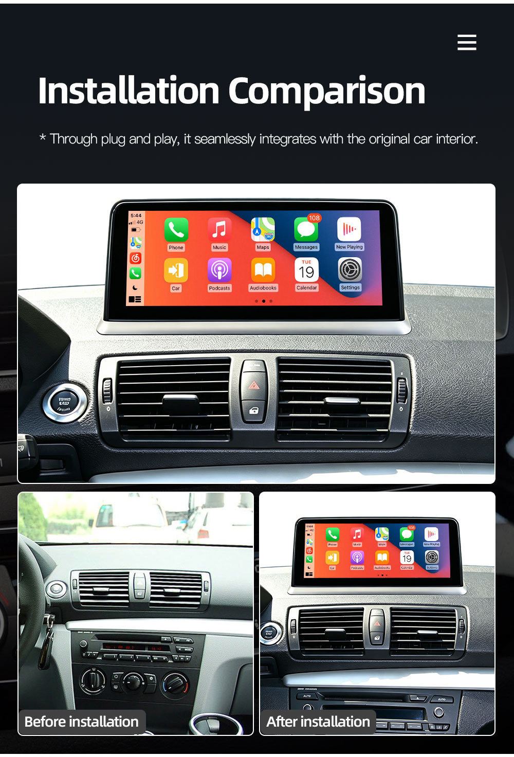 Suitable for Bmw 1 Series E81 E82 E87 E88 Car Central Control Large Screen Navigation Carplay Player