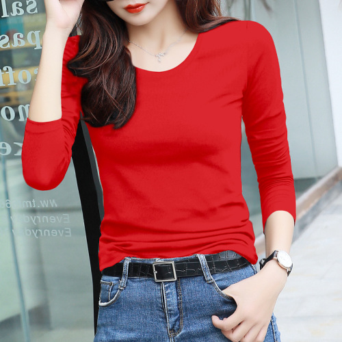 Black base shirt women inner long sleeve t-shirt women slim fit 2025 early spring women round neck top