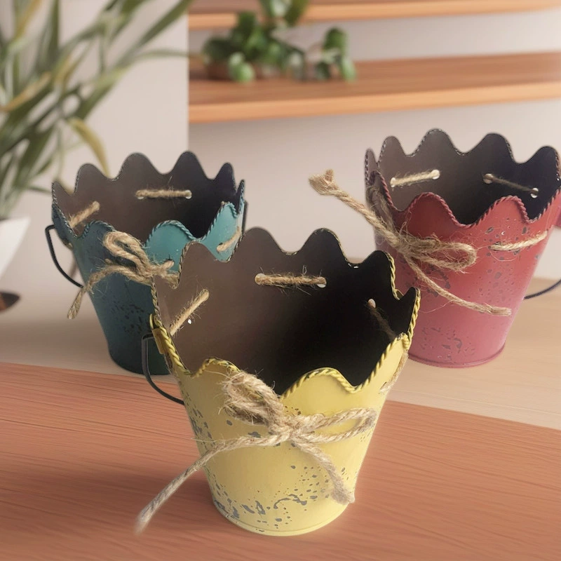 Европейский Творческий ZAKKA сделать старый железный цветочный горшок Железный волнистый край с ручкой мясистый цветочный горшок декоративные украшения