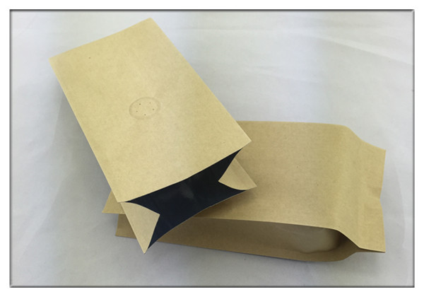 四边封牛皮纸镀铝袋价格包装袋防潮食品袋100G带排气阀装量大价优