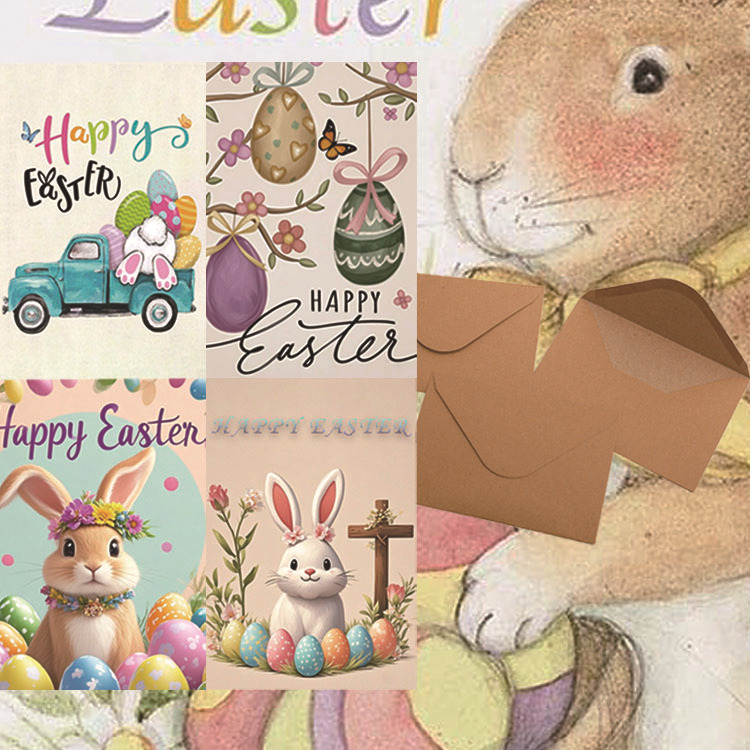 外贸热销复活节狂欢庆祝卡片适用于聚会、问候贺卡信封套装