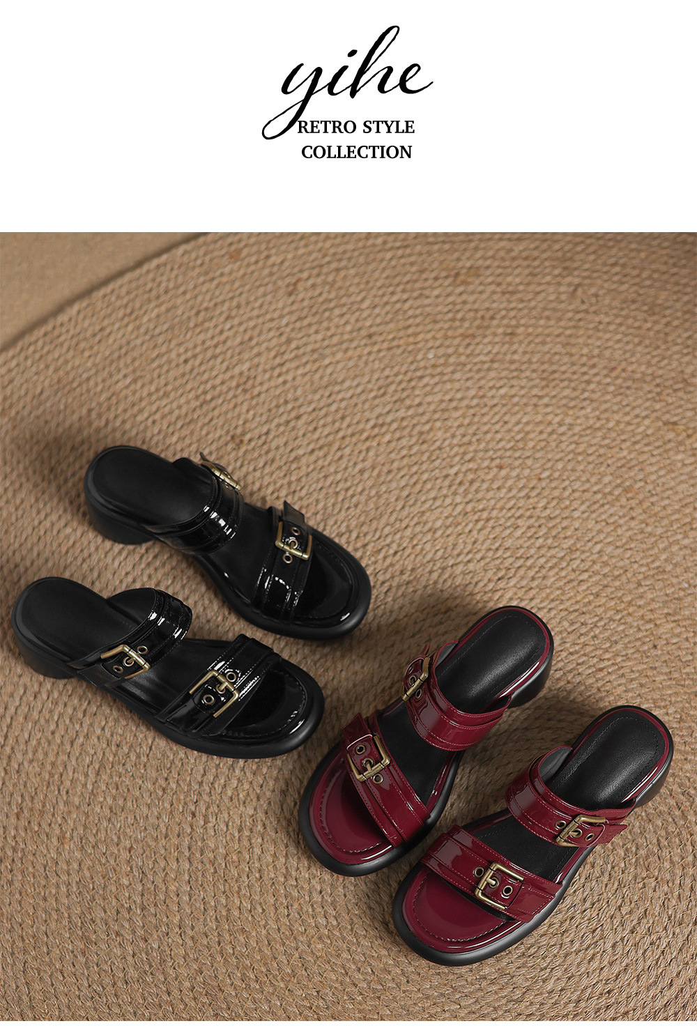 Sandal cao gót nữ hở mũi quai ngang khóa thắt lưng, đế dày mùa hè — đen chi tiết 15