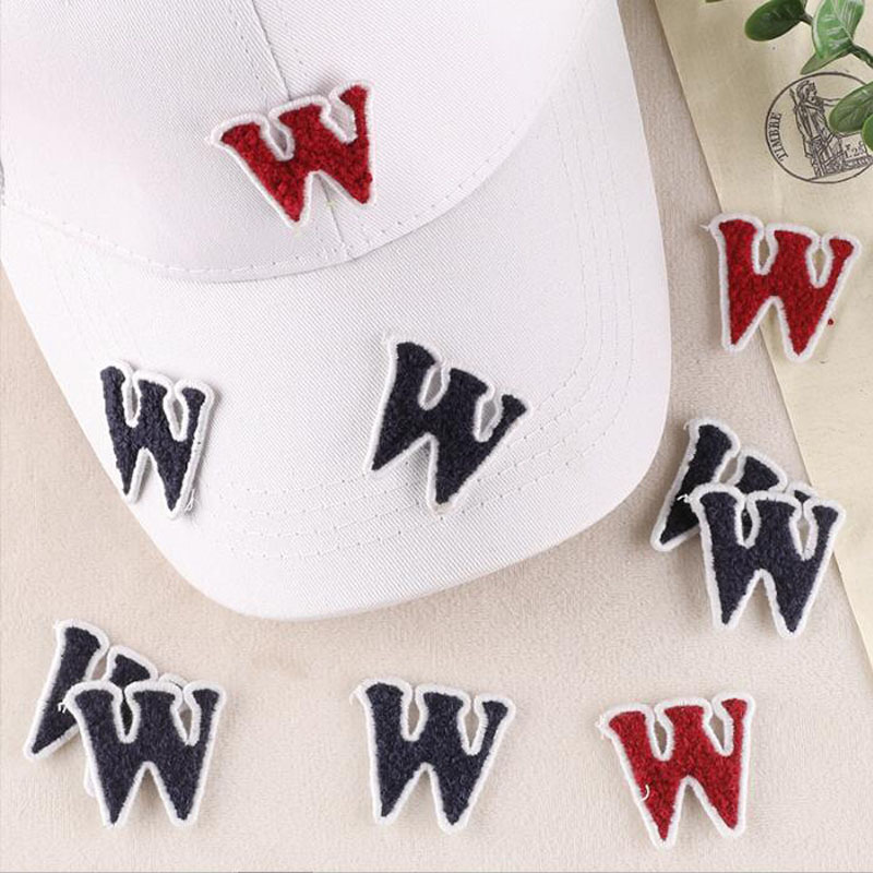 字母W毛巾绣补丁布贴衣服辅料外套T恤胸贴帽子包包装饰补洞贴花