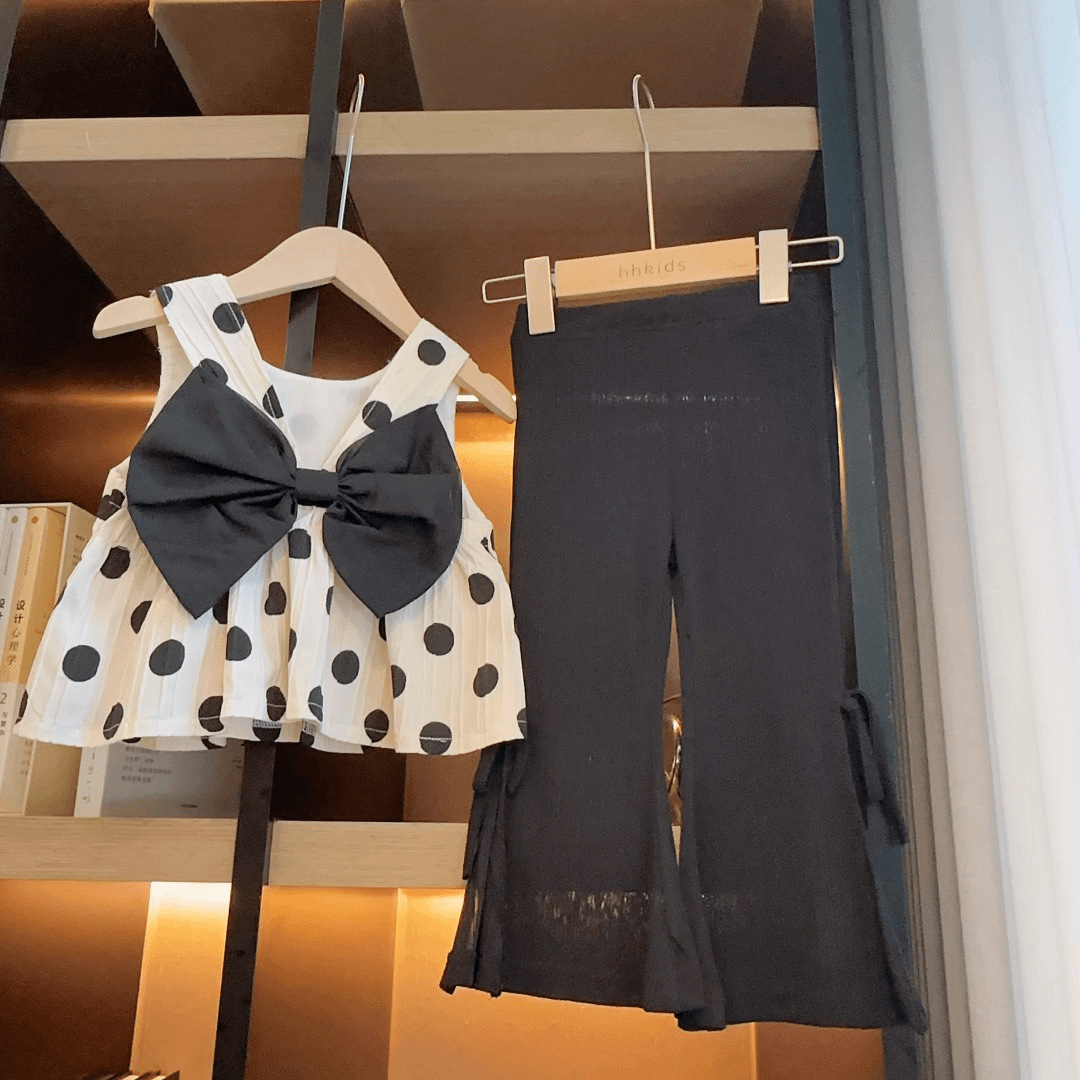 2025 Girls' Strap Set Summer Clothes Korean Version Children's Clothes Bow Two-Piece Set Fashionable Baby Summer Thin Style