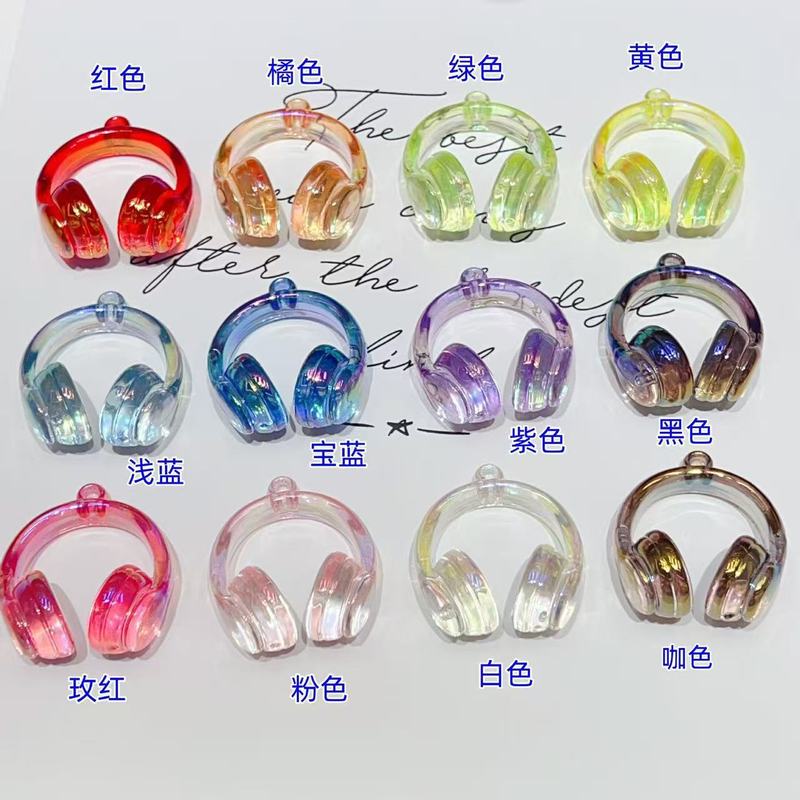 アクリルヘッドフォンペンダント透明電気メッキソリッドカラーペイントインスタイル DIY 携帯電話チェーンバッグぶら下げジュエリーアクセサリー卸売|undefined