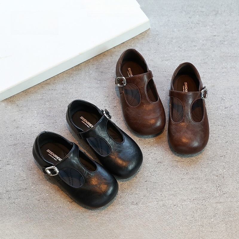 Girls' Leather Shoes, Kidsren's Shoes, Baby Girl's Bean Shoes, Autum Black Performance Shoes, Flats, Mary Jane Shoes
