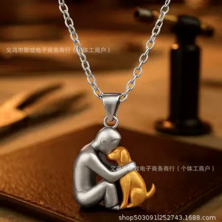 Men/Girls Hugging Pets Cats/Dogs Copper-Plated Necklace Earrings Simple Outfit Women's Fashion Jewelry Manufacturer
