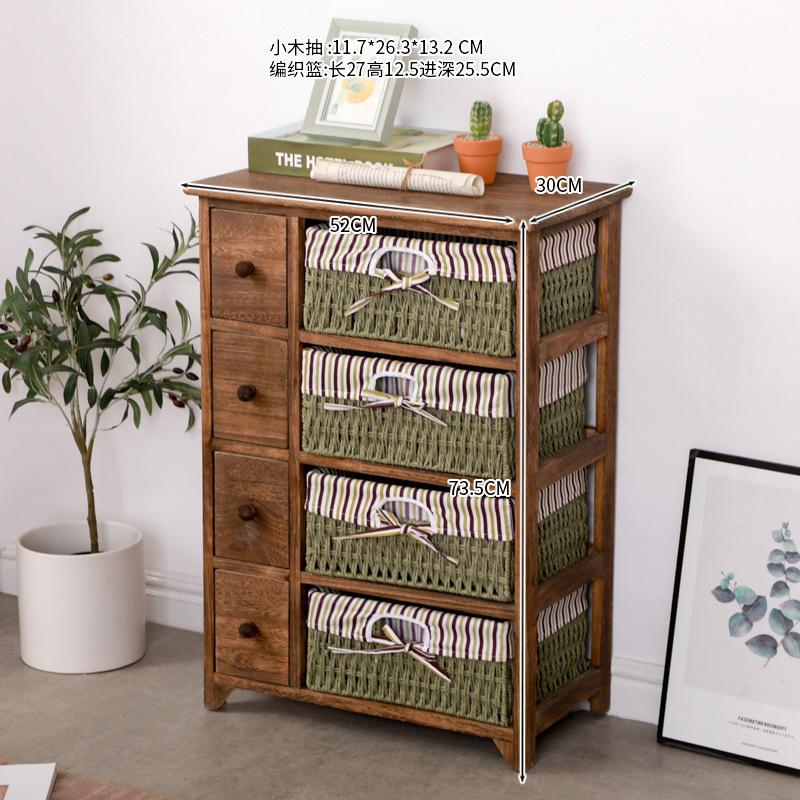 Armario de almacenamiento americano transfronterizo, cajón de madera, almacenamiento de ropa de juguete, mesita de noche, armario de almacenamiento pastoral coreano