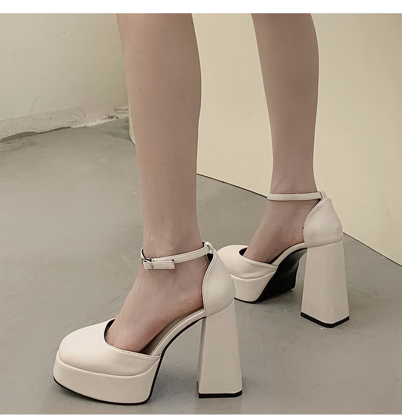 White French style high-heeled shoes for women spring 2023, new shallow cut square toe fashionable and high-end sandals_voghion.com