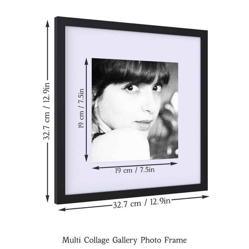 30X30Cm Multi Collage Gallery Picture Frame Set, Black White Wooden Color Square Portrait Painting Wall Decoration