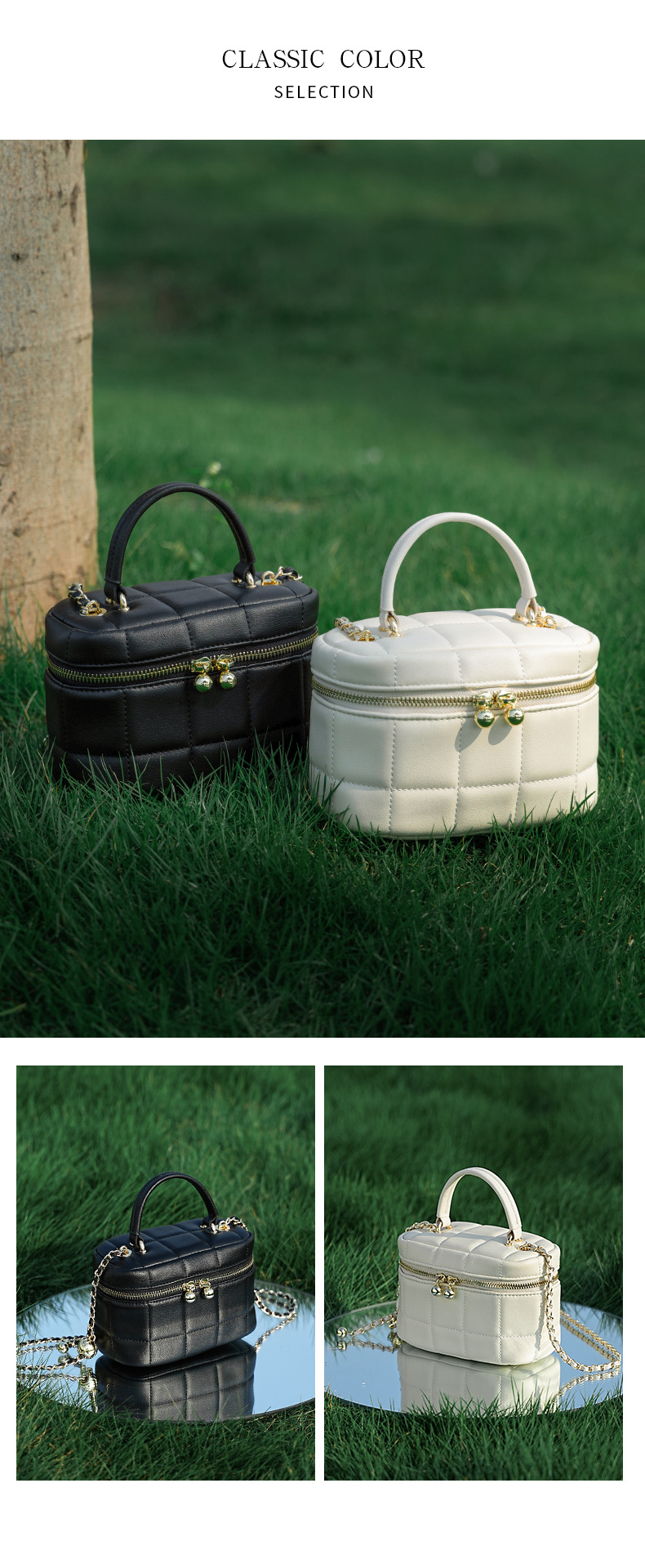 Elegante borsa a scatola in pelle trapuntata con tracolla a catena - Versatile borsa a tracolla e a spalla per donna_voghion.com