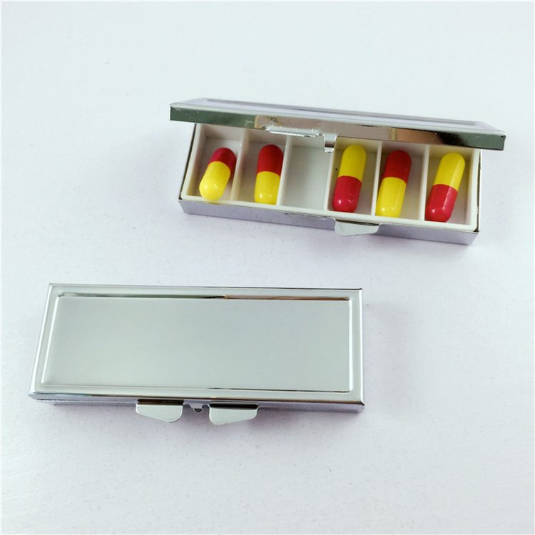药不能停 长方形金属药丸盒 三格/六格药盒 随身迷你药盒