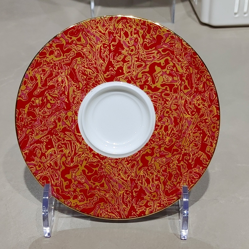 ホテルクラブ高級ボーンチャイナ食器セット金縁満堂紅お祝い宴会誕生日皿セット|undefined
