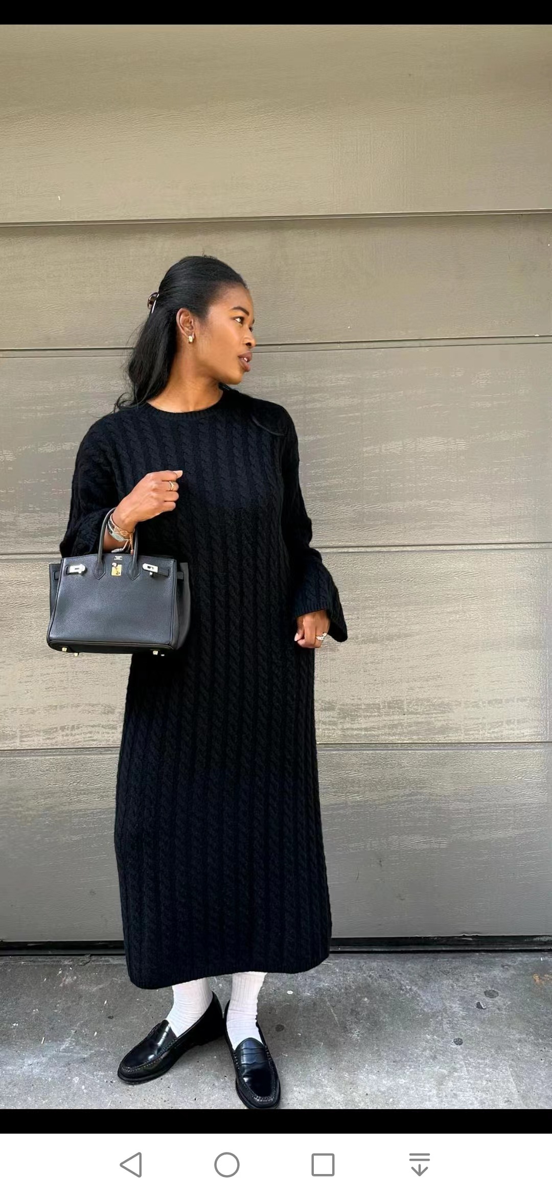 Vestido Suéter Largo Elegante de Estilo Europeo y Americano Otoño 2023 para Mujer, Manga Larga, Estilo Holgado, Cuello Redondo image 8