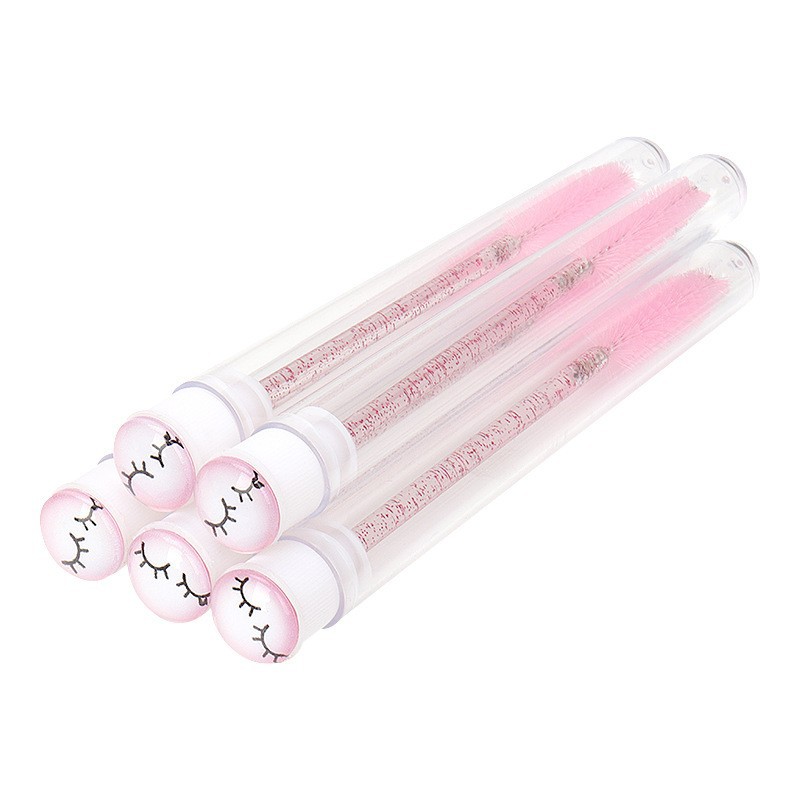 Cepillo para pestañas con tubo perforado, cepillo para pestañas desechable con varilla de cristal, peine para cejas, cepillo para pestañas portátil para maquillaje