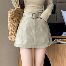 现货皮裙裤女2025秋冬休闲皮裤裙百搭半身裙pu皮短裙高腰a字裙裤