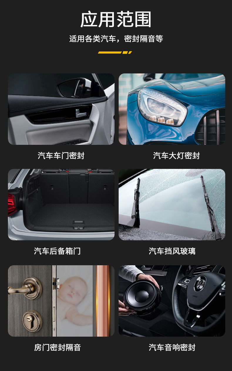 Automotive Strong Sealing Snake Glue, Waterproof and Anti-Fog Soundproofing Black Butyl Waterproof Sealant for Car Headlights and Audio Systems