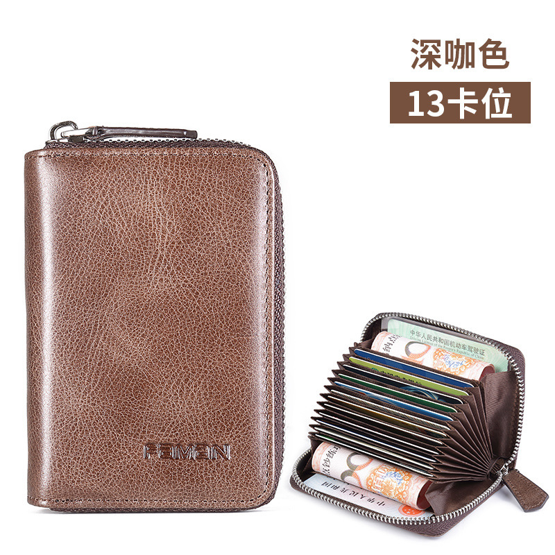 Bolsa de tarjetas de color sólido de cuero para hombres tarjeta de crédito de cuero multifuncional bolsa de tarjetas bancarias bolsa de tarjetas de órgano