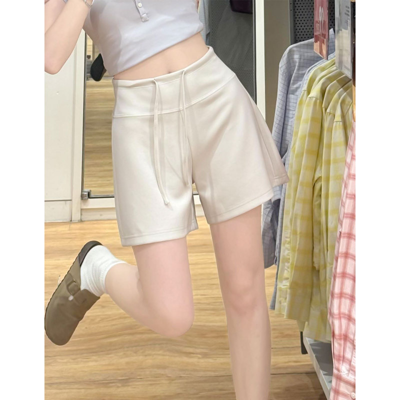 Off-White Sports Shorts for Women, Summer Thin Style, 2026 New Model, Slim Fit, High-Waisted, Casual Wide-Leg Pants for Petite Figures