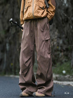 山系户外登山防水冲锋裤男款秋季潮牌宽松轻量运动伞兵裤阔腿长裤