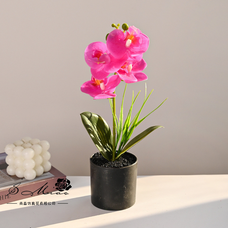 Flores falsas 4 sensación de orquídeas mariposa pequeña flor de bonsai decoración interior adornos flores artificiales imitación de maceta image 8